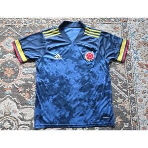 Colombia Soccer Jersey Mens Sz Xl Blue Camo 2020/21 Away Futbol Adidas V Neck